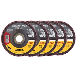 Confezione da 5 dischi lamellari Abranet Max 125mm (2xP40, 2xP60, 1xP80)
