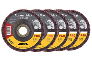 Confezione da 5 dischi lamellari Abranet Max 125mm (2xP40, 2xP60, 1xP80)